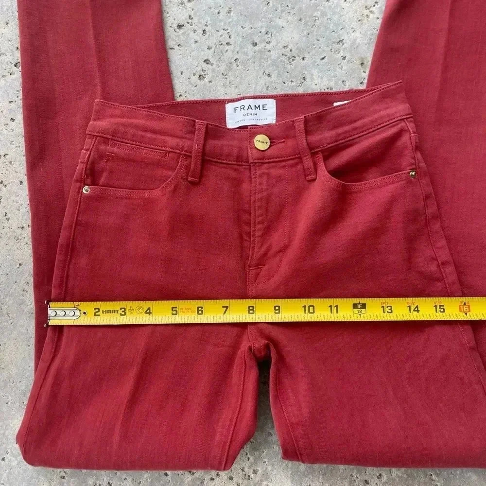 Frame Le High Straight Straight Leg Jeans in Deep Red - Picture 9 of 12
